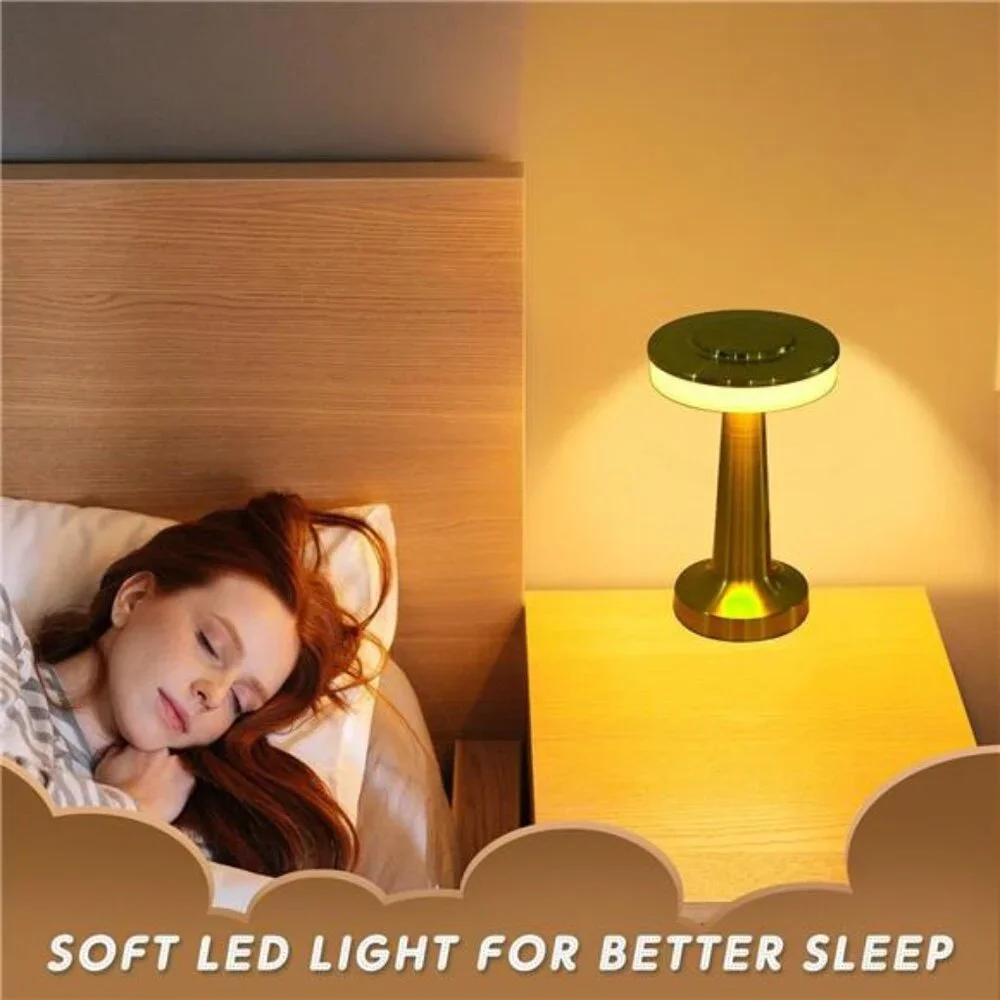 Set of 2 LED Table Lamps Rechargeable Touch Sensor Portable Cordless Gold